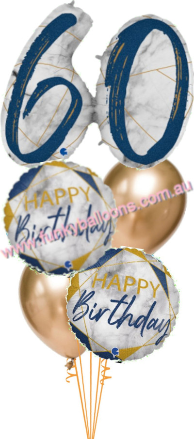 (image for) 60th Deluxe Marble Blue Birthday Bouquet - Click Image to Close