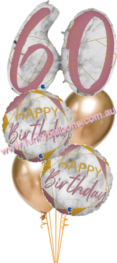 (image for) 60th Deluxe Marble Rose Gold Birthday Bouquet