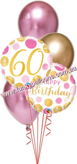 (image for) 60th Birthday Gold + Pink Chrome Bouquet