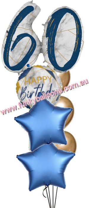 (image for) 60th Jumbo Marble Blue Birthday Bouquet - Click Image to Close