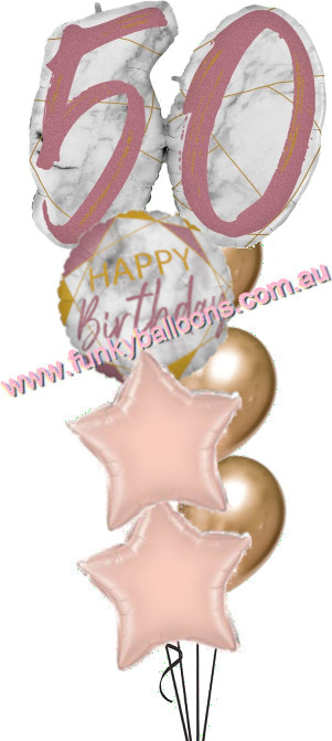 (image for) 50th Jumbo Marble Rose Gold Birthday Bouquet - Click Image to Close