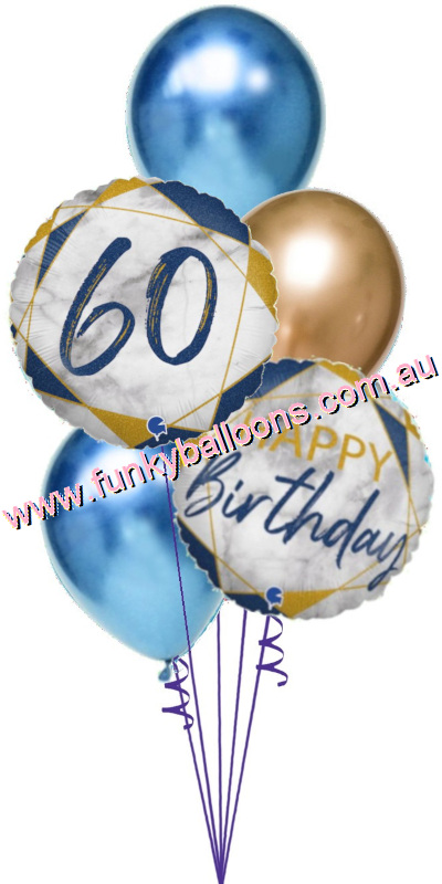 (image for) 60th Marble Blue + Chromes Birthday Bouquet - Click Image to Close