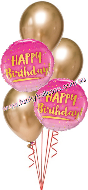 (image for) Pink + Gold Speckles Birthday Bouquet - Click Image to Close