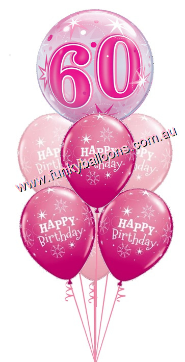 (image for) 60th Pink Starburst Bubble Birthday Bouquet