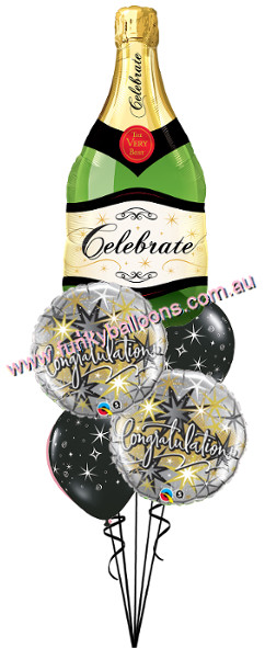 Elegant Champagne Bottle Congratulations Bouquet - Click Image to Close