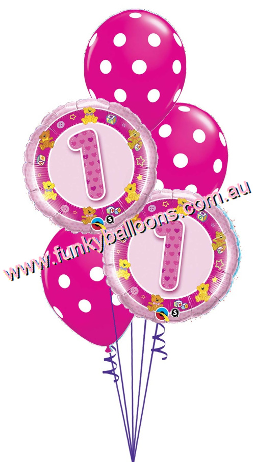 (image for) 1st Birthday Pink Teddies Bouquet