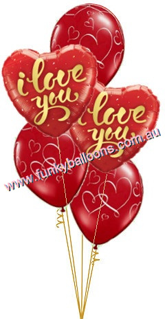 Red Gold Romantic I Love You Bouquet