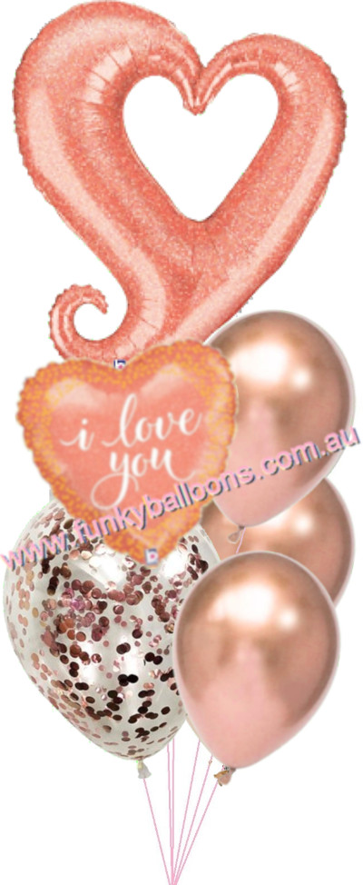 (image for) Rose Gold Chain of Hearts Sparkling Balloon Bouquet